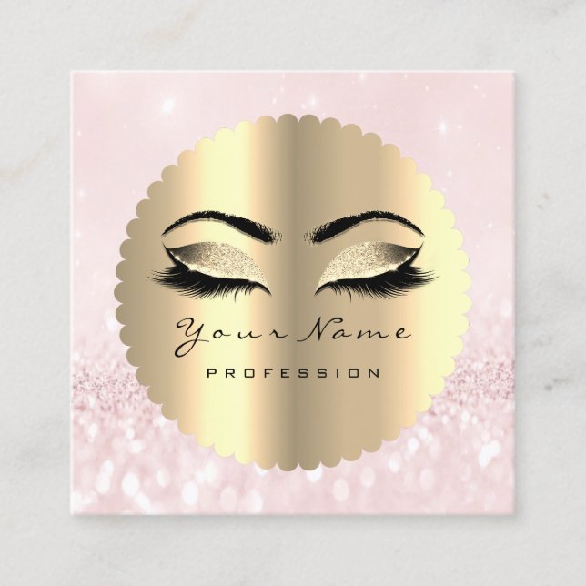Guld Black Diamond Makeup Artist Lash Rosa Fyrkantigt Visitkort (Framsida)