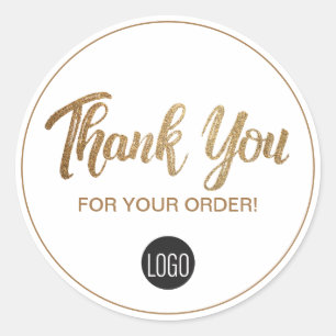 Guld Black Din Logotyp här Tack för din beställnin Runt Klistermärke