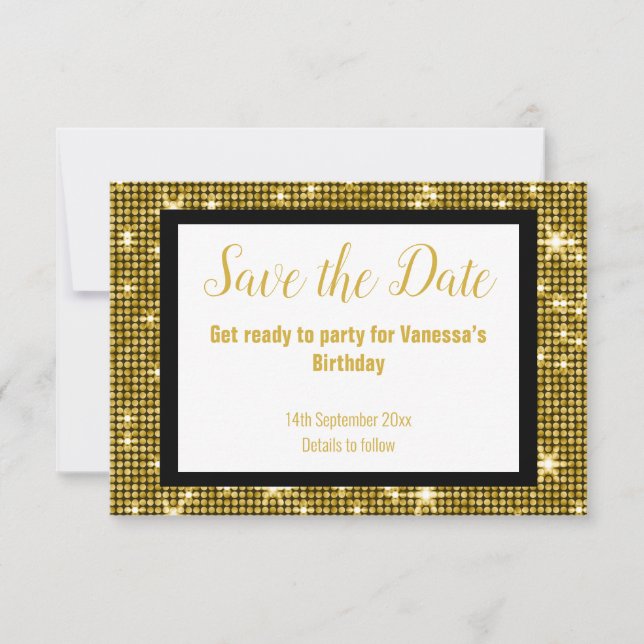 GULD BLACK DISCO PARTY SPARA DATUM VID VAD MEDDELANDE (Framsida)