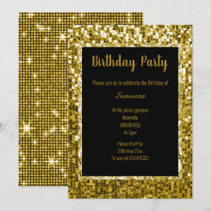 GULD BLACK DISCO THEME TOPPEN GNISTRA BIRTHDAY BLK INBJUDNINGAR