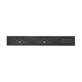 Guld Black Elegance Diamond Geo Deco Bröllop Etikettband