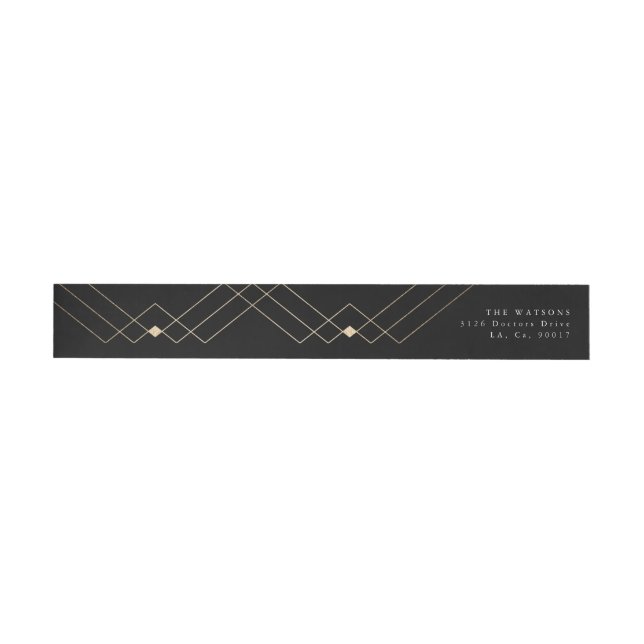 Guld Black Elegance Diamond Geo Deco Bröllop Etikettband (Individual)
