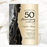 Guld Black Elegant 50-årsdagen Inbjudningar<br><div class="desc">Guld och svart agerade överraskar inbjudan till firande på 50-årsdagen. Elegantens moderna design med vattenfärgad bakgrund,  faux glitter guld och typsnitt för färgskript. Snyggt inbjudan-kort perfekt för en klassjubileum i bröllop i party. Skrivna Zazzle-inbjudningar eller digital utskrivbar mall för omedelbar nedladdning.</div>