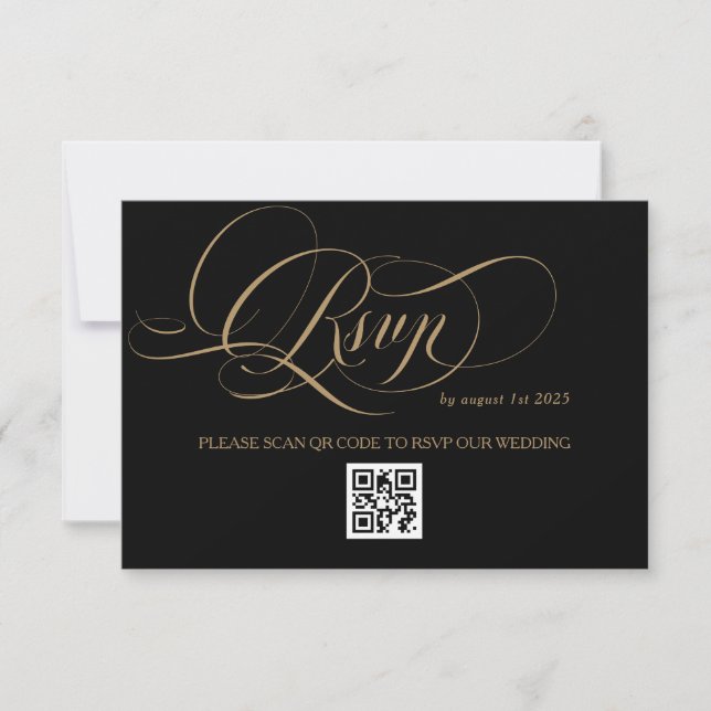 Guld Black Elegant Calligraphy Bröllop OSA Kort (Framsida)