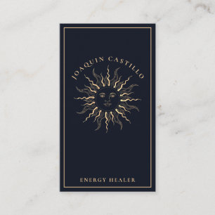 Guld Black Elegant Celestial Sol Affärskort Visitkort