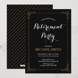 Guld & Black | Elegant Classy Pension Party Inbjudningar