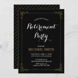 Guld & Black | Elegant Classy Pension Party Inbjudningar