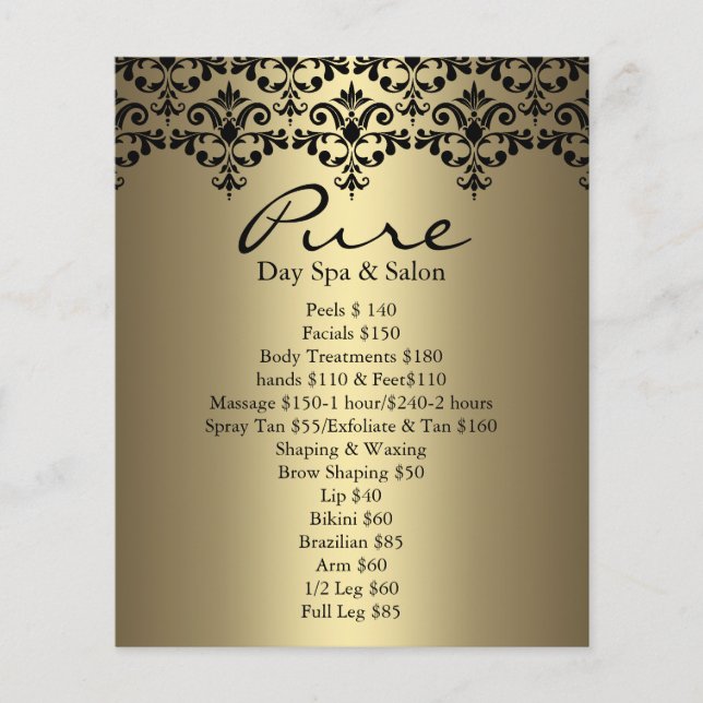 Guld & Black Elegant Damask Flyer (Framsidan)