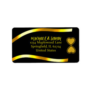 Guld & Black Elegant Modern Bröllop-årsdag Adressetikett