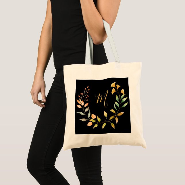 Guld Black Elegant Monogram Tygkasse (Framsida (produkt))