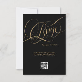 Guld Black Elegant Romantic Bröllop OSA Kort