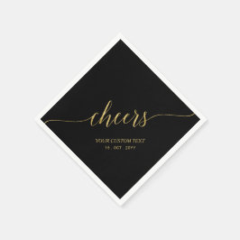 Guld & Black Elegant Snyggt Leting Cheers Pappersservett
