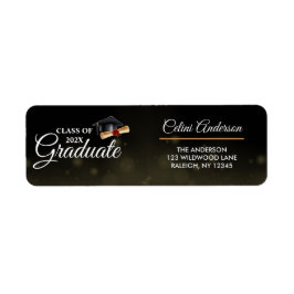 Guld & Black Elegant Studenten Returadress Returadress Etikett
