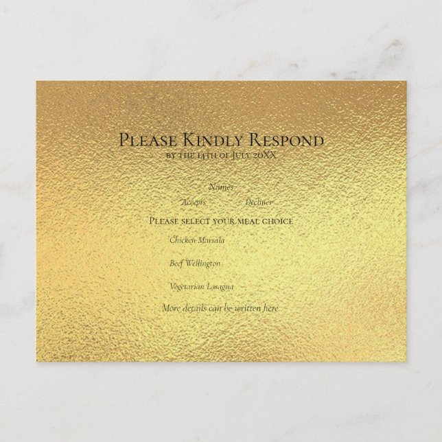 Guld Black Elegant Swirl Gothic Bröllop Helg Vykort (Framsida)