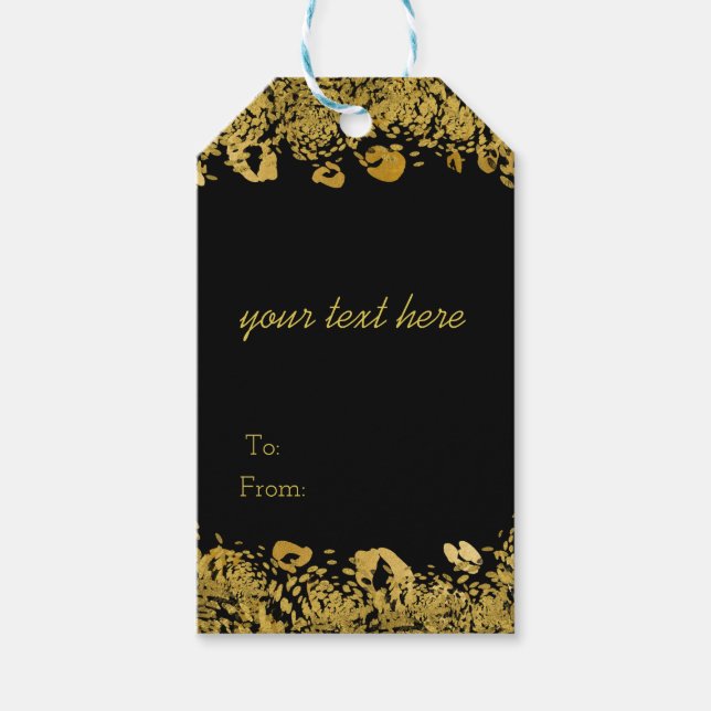 Guld & Black Exotic Jungle Cheetah Elegant Presentetikett (Framsidan)