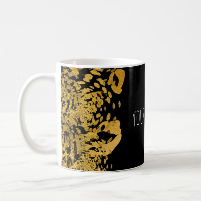 Guld & Black Exotic Jungle Cheetah Glam Coffee Tea Kaffemugg (Vänster)