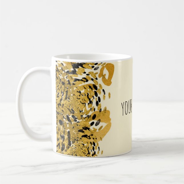 Guld & Black Exotic Jungle Cheetah Glam Cream Kaffemugg (Vänster)