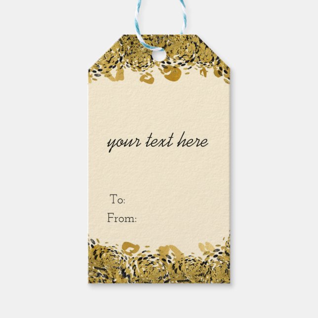 Guld & Black Exotic Jungle Cheetah Glam Cream Presentetikett (Framsidan)