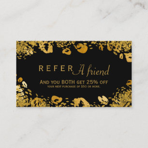 Guld & Black Exotic REFER A FRIEND Client Card Rabattkort