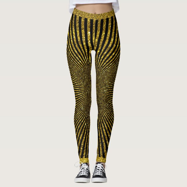 Guld Black Fashionable Trendig Leggings (Framsida)