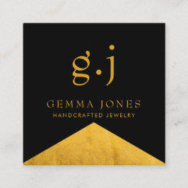 Guld Black Faux Gold Foil Kant Jewelry Designer Fyrkantigt Visitkort