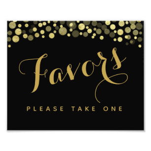 Guld & Black Favors party eller bröllop Fototryck