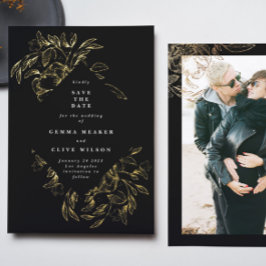 Guld Black Foil botaniskt foto Save Date
