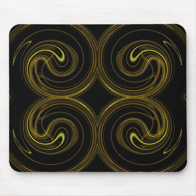 Guld & Black Fractal Mousepad Musmatta (Framsidan)