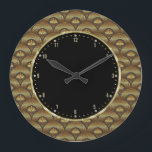 Guld & Black Geometric Art Deco Vinkarare Stor Klocka<br><div class="desc">Guld tonar geometrisk art-deco-abstrakt vinkarare mönster utan skarvhet. Om du behöver hjälp med att anpassa någon av mina designers kontaktar du ArtOnWear-designern. Kostnadsfri textformatering med hjälp av direkthjälp tillgänglig på begäran.</div>