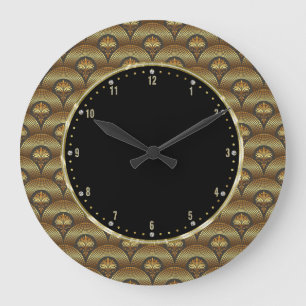 Guld & Black Geometric Art Deco Vinkarare Stor Klocka