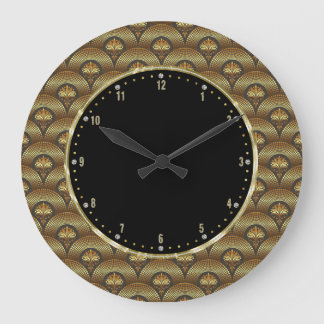 Guld & Black Geometric Art Deco Vinkarare Stor Klocka