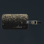 Guld Black Girly Glitter Gnistra Monogram Namn Bagagebricka<br><div class="desc">Guld och Svarta Gnistran Glitter Monogram Namn och första pelaren. Kudden gör perfekten söt 16 födelsedag,  bröllop,  möhippa,  babydusch eller bachelorette-gåva till någon som dekorerar hennes rum i stil.</div>
