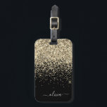 Guld Black Girly Glitter Gnistra Monogram Namn Bagagebricka<br><div class="desc">Guld och Svarta Gnistran Glitter Monogram Namn och första pelaren. Märkrn i bagagepåsen gör perfekten söt 16-årsdag,  bröllop,  möhippa,  babydusch eller en servitris till någon som dekorerar hennes rum i stil.</div>