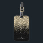 Guld Black Girly Glitter Gnistra Monogram Namn Bagagebricka<br><div class="desc">Guld och Svarta Gnistran Glitter Monogram Namn och första pelaren. Märkrn i bagagepåsen gör perfekten söt 16-årsdag,  bröllop,  möhippa,  babydusch eller en servitris till någon som dekorerar hennes rum i stil.</div>