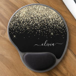 Guld Black Girly Glitter Gnistra Monogram Namn Gel Musmatta<br><div class="desc">Guld och Svarta Gnistran Glitter Monogram Namn och Initial Mousepad (Mouse Pad). Det gör perfekten söt 16-årsjubileum,  bröllop,  möhippa,  årsdag,  babydusch eller bachelorette-fest för någon som glam lyxen och chic stilar i kärlek.</div>
