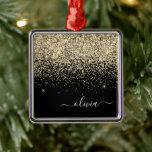 Guld Black Girly Glitter Gnistra Monogram Namn Julgransprydnad Metall<br><div class="desc">Guld och Svarta Glitter Monogram Namn och den första julprydnaden. Det gör perfekten söt 16-årsjubileum,  bröllop,  möhippa,  årsdag,  babydusch eller bachelorette-fest för någon som glam lyxen och chic stilar i kärlek.</div>