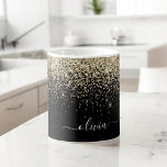Guld Black Girly Glitter Gnistra Monogram Namn Kaffemugg<br><div class="desc">Guld och Svarta Gnistran Glitter Brushed Metall Monogram Namn och initial kaffe Kopp eller Mugg. Det gör perfekten söt 16-årsjubileum,  bröllop,  möhippa,  årsdag,  babydusch eller bachelorette-fest för någon som glam lyxen och chic stilar i kärlek.</div>