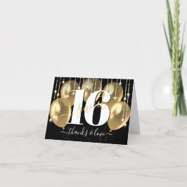 Guld Black Girly Luxury Sweet 16 Birthday Balloons Tack Kort