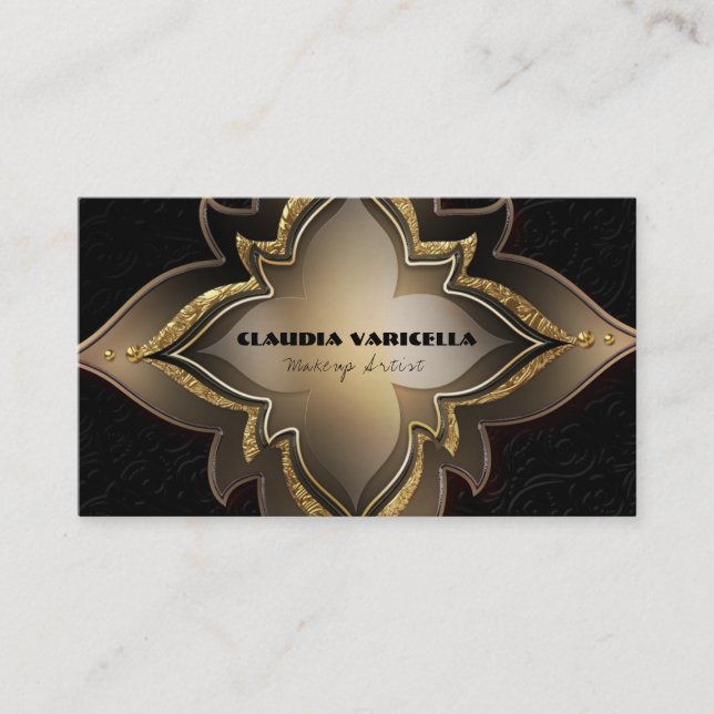 Guld Black Glam Exotic Chic Flower Elegant Classy Visitkort (Framsida)