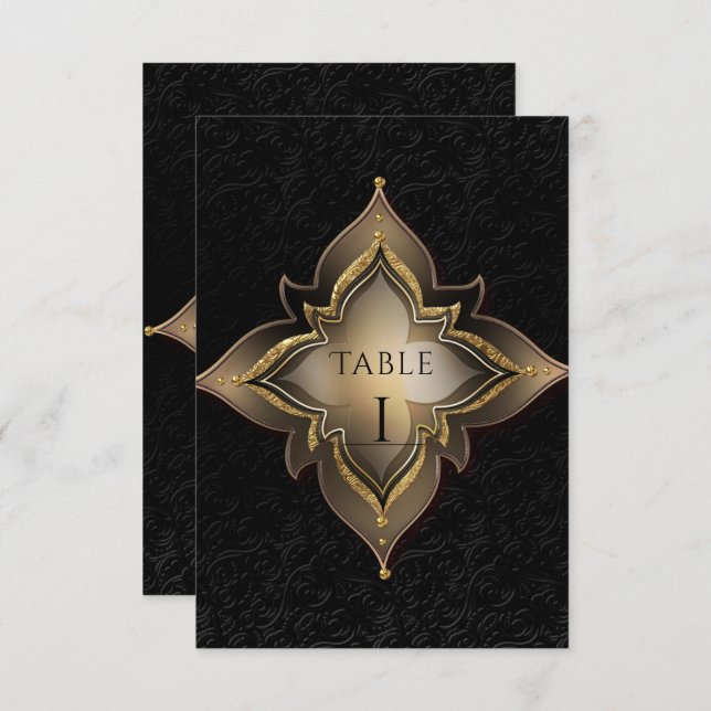 Guld Black Glam Exotic Chic Party Bordsnummer (Fram/baksida)