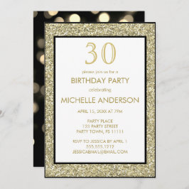 Guld Black Glamor Födelsedagsfest Inbjudningar
