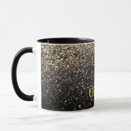 Guld Black Glitter - 3D-text Mugg