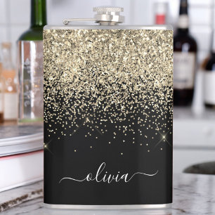 Guld Black Glitter Anpassningsbar Monogram Namn Fickplunta