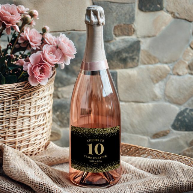 Guld Black Glitter Cheers för tio år sedan (Skapare uppladdad)