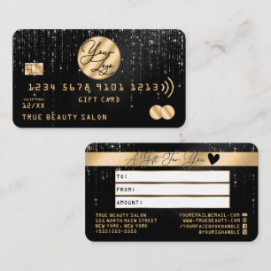 Guld Black Glitter Drives Kredit Gift Certificate Visitkort