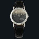 Guld Black Glitter Girly Monogram Initialer Armbandsur<br><div class="desc">Svarta och Guld Gnistra Glitter Monogram Namn Watch. Det gör perfekt studenten,  födelsedag,  bröllop,  möhippa,  årsdag,  babydusch eller bachelorette-fest till någon som glam lyx och chic stilar.</div>