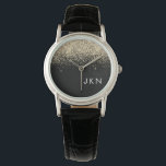 Guld Black Glitter Girly Monogram Initialer Armbandsur<br><div class="desc">Svarta och Guld Gnistra Glitter Monogram Namn Watch. Det gör perfekt studenten,  födelsedag,  bröllop,  möhippa,  årsdag,  babydusch eller bachelorette-fest till någon som glam lyx och chic stilar.</div>