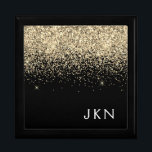Guld Black Glitter Girly Monogram Initialer Minnesask<br><div class="desc">Svart och Guld Gnistra Glitter Monogram Namn judisk Keepsakerbox. Det gör perfekt studenten,  födelsedag,  bröllop,  möhippa,  årsdag,  babydusch eller bachelorette-fest till någon som glam lyx och chic stilar.</div>