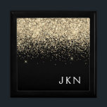 Guld Black Glitter Girly Monogram Initialer Minnesask<br><div class="desc">Svart och Guld Gnistra Glitter Monogram Namn judisk Keepsakerbox. Det gör perfekt studenten,  födelsedag,  bröllop,  möhippa,  årsdag,  babydusch eller bachelorette-fest till någon som glam lyx och chic stilar.</div>