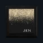 Guld Black Glitter Girly Monogram Initialer Minnesask<br><div class="desc">Svart och Guld Gnistra Glitter Monogram Namn judisk Keepsakerbox. Det gör perfekt studenten,  födelsedag,  bröllop,  möhippa,  årsdag,  babydusch eller bachelorette-fest till någon som glam lyx och chic stilar.</div>